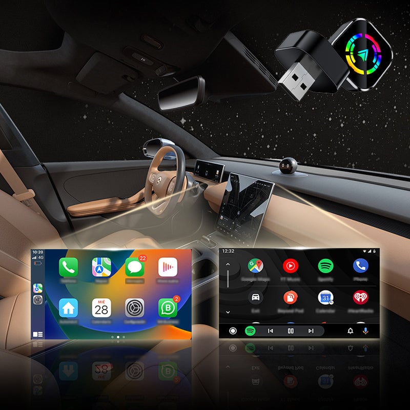 2-in-1 Adapter: Wireless CarPlay & Android Auto